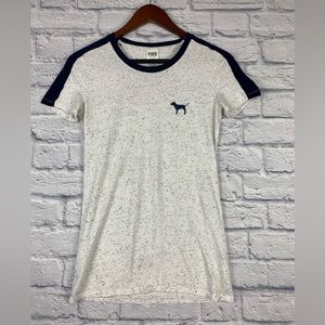 Victoria’s Secret Pink Marbled Heather Gray Navy Short Sleeve T Shirt Size Small